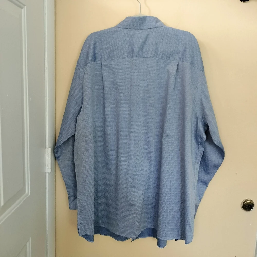 Rochester Egyptian Cotton Mens Blue Button Up Dress Shirt 19 Tall Office Wedding